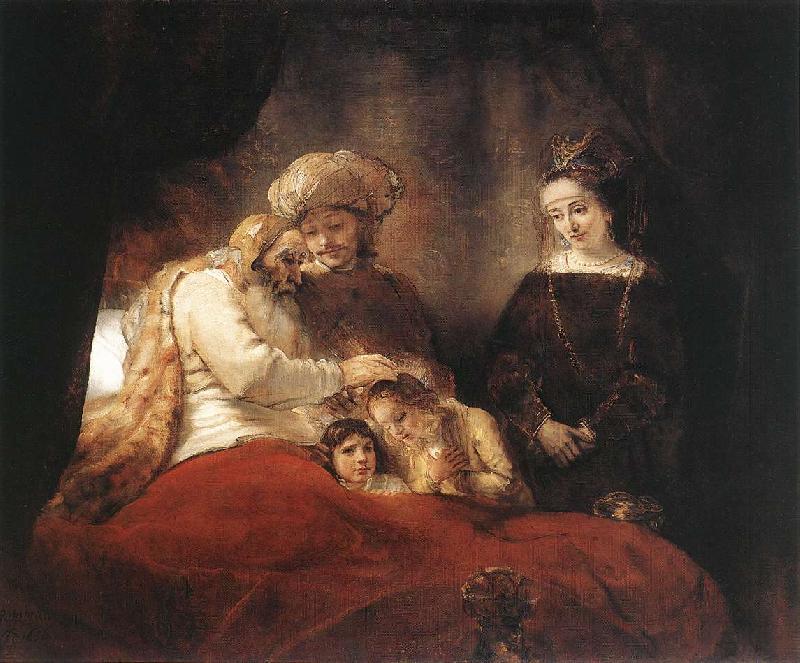 REMBRANDT Harmenszoon van Rijn Jacob Blessing the Children of Joseph oil painting image